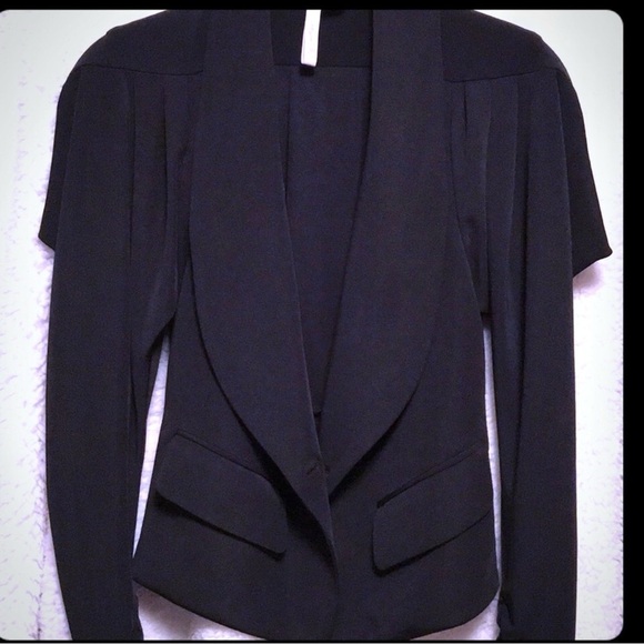 ARYN K Black peplum deep V-neck blazer jacket Size Small - Picture 6 of 11